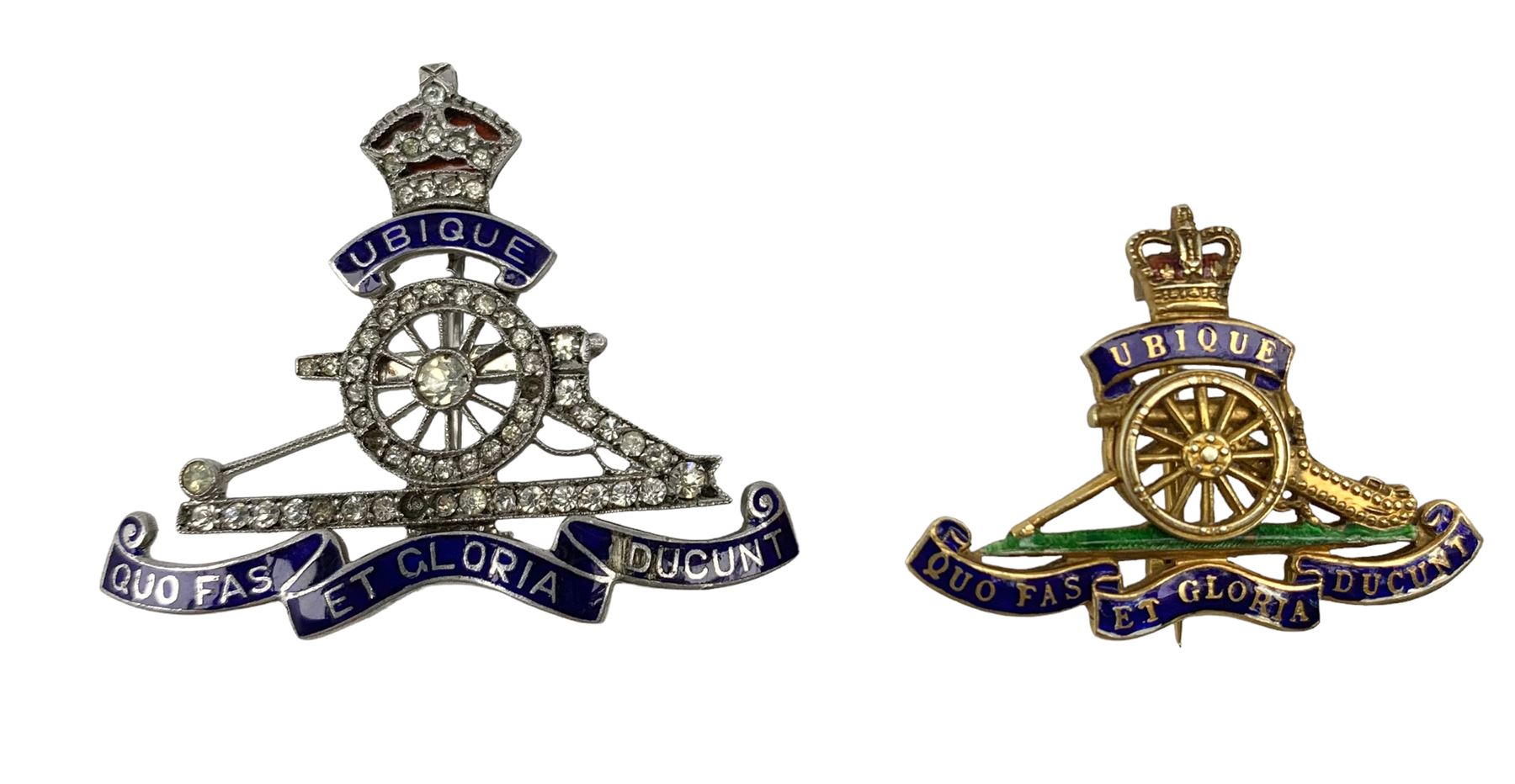 Royal Artillery 9ct gold and enamel sweetheart brooch