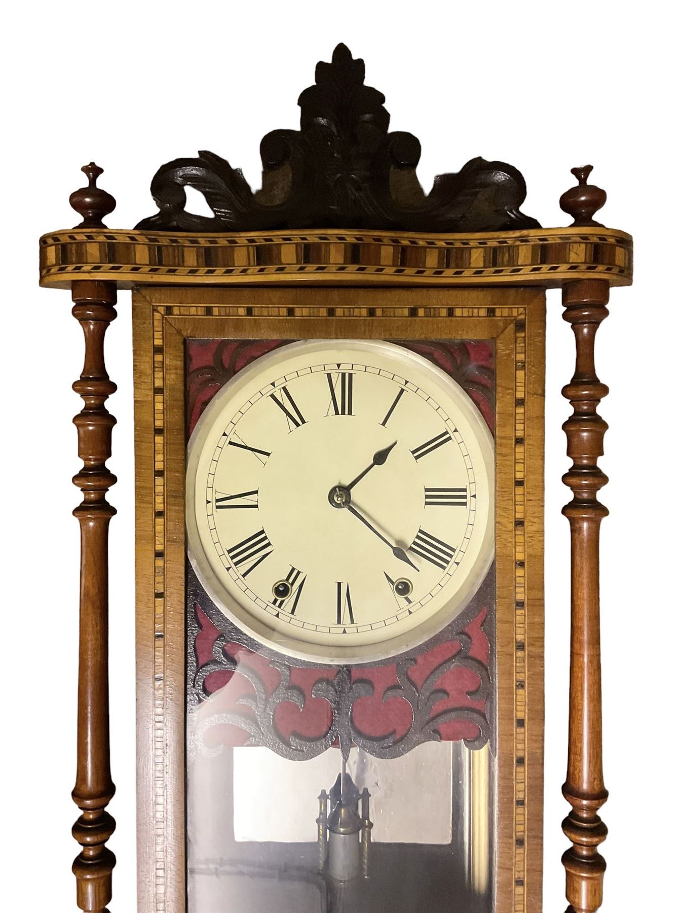 New Haven - American late 19th-century 8-day walnut and parquetry inlaid wall clock - Image 2 of 5
