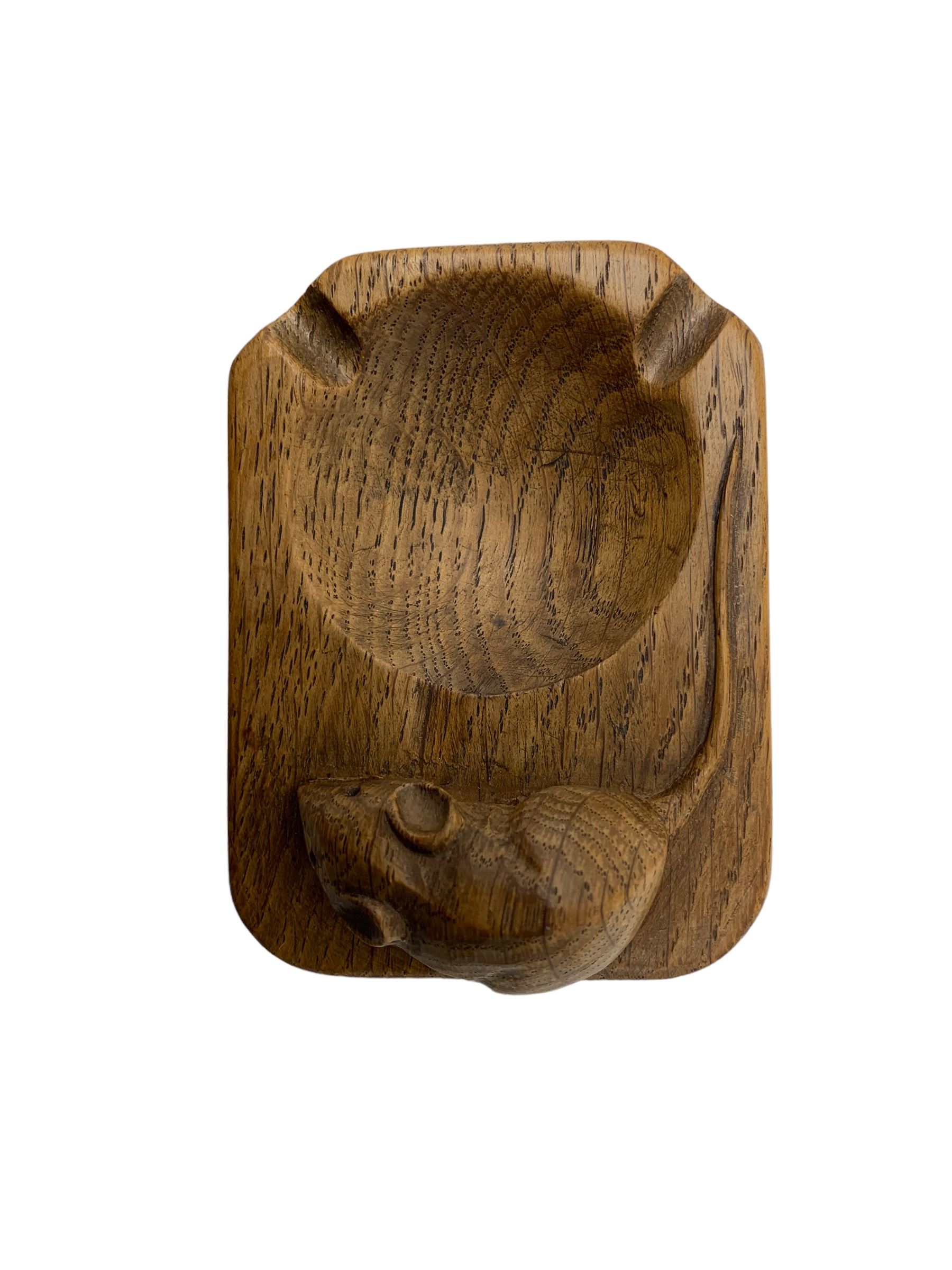 Mouseman oak ashtray