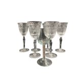 Set of six large glass goblets