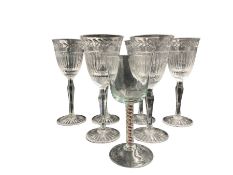 Set of six large glass goblets