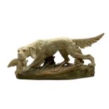 Royal Dux figure of a Setter dog with pheasant