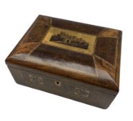 Victorian Tunbridge ware mahogany and walnut sewing box