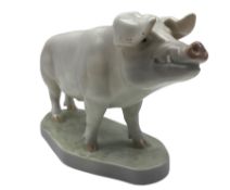 Royal Copenhagen standing boar pig on base