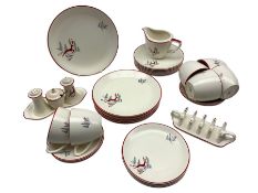 Crown Devon dinner and tea service in the Red Deer pattern for six covers including plates in variou