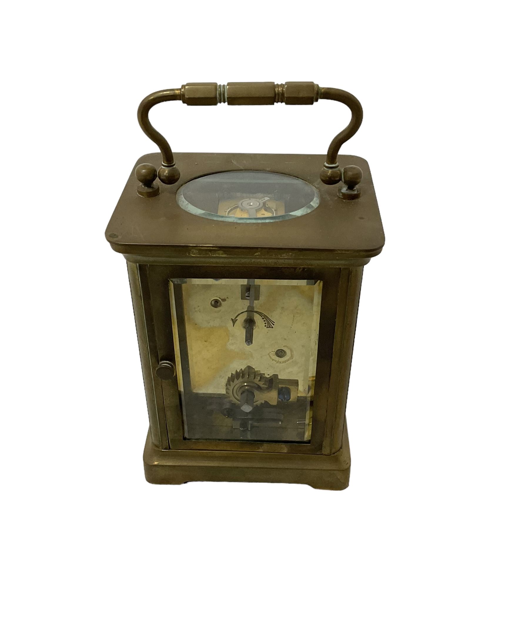 French- early 20th century timepiece carriage clock complete with original velvet lined traveling ca - Image 5 of 5