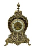 French - late 19th-century 8-day ebony and faux tortoiseshell mantle clock