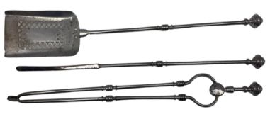 Set of three Georgian design wrought metal fire irons