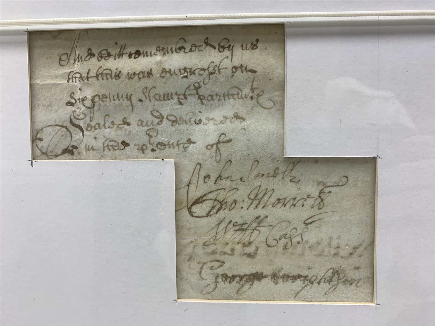 Framed Indenture referring to land in the county of York and dated 1694 47cm x 71cm - Image 4 of 5