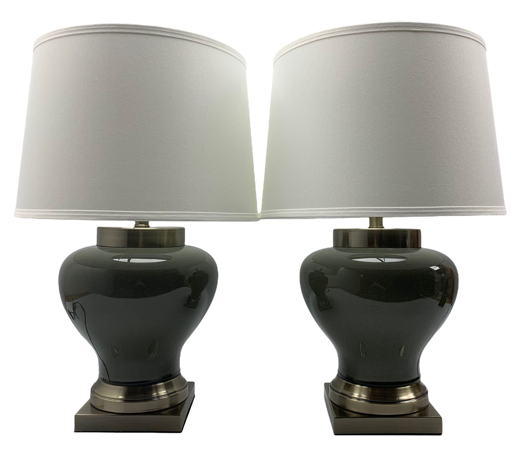 Pair of smokey crackle glazed table lamps