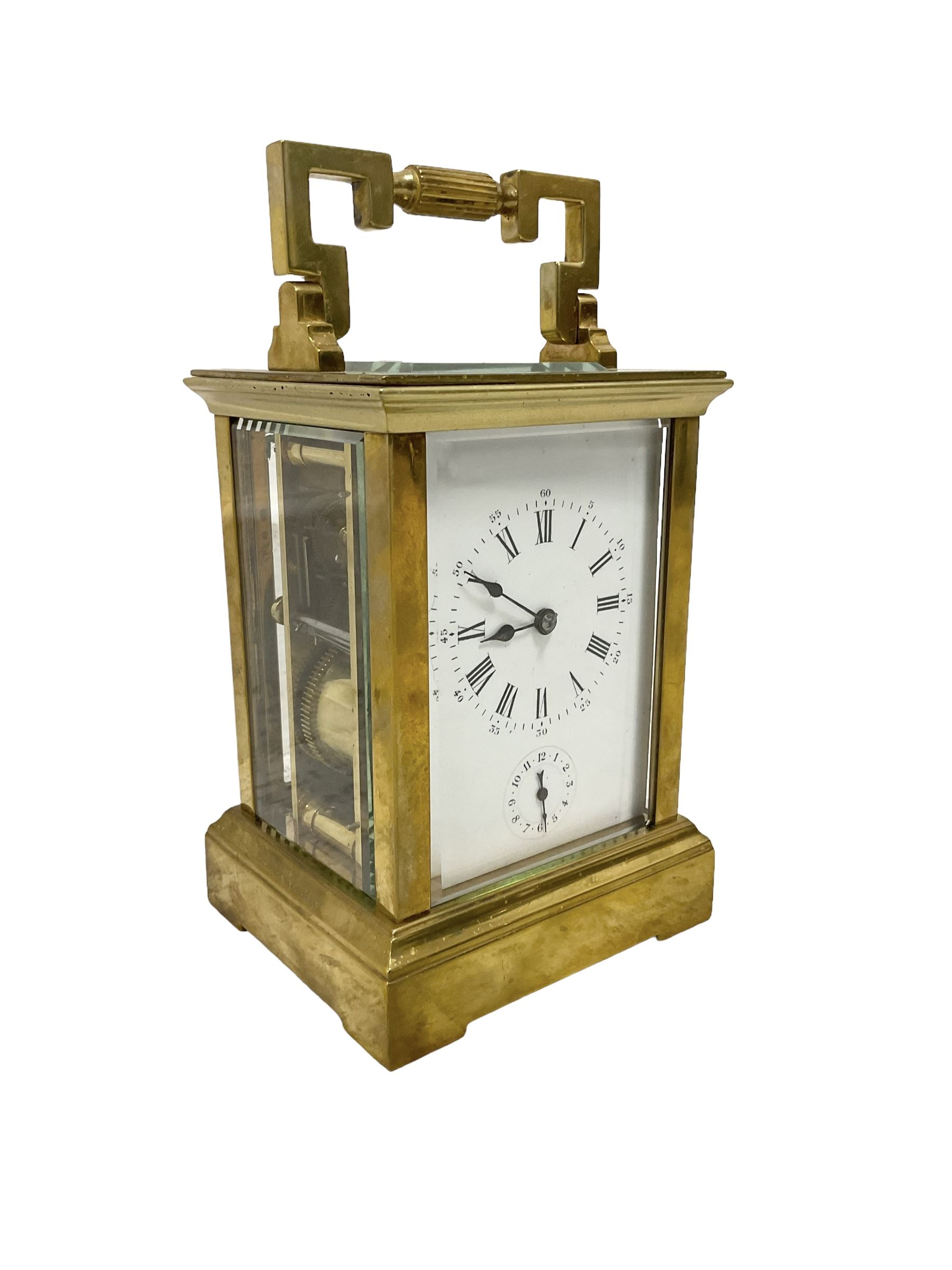 French - late 19th century carriage clock with alarm and gong strike - Image 2 of 4