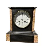 French - late 19th century 8-day marble and Belgium slate mantle clock