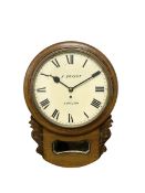 Bryant of London - oak cased single fusee drop dial wall clock