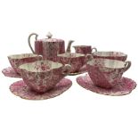 Late 19th century Wileman & Co. 'Cabaret' pattern tea set for four comprising teapot