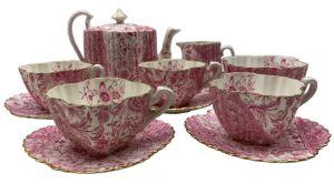 Late 19th century Wileman & Co. 'Cabaret' pattern tea set for four comprising teapot