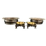 Pair of Victorian silver-plated trifom salts