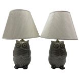 Pair of glazed pottery table lamps