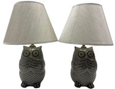 Pair of glazed pottery table lamps