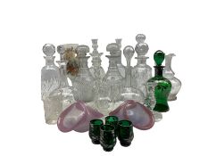 Pair of thistle pressed glass decanters