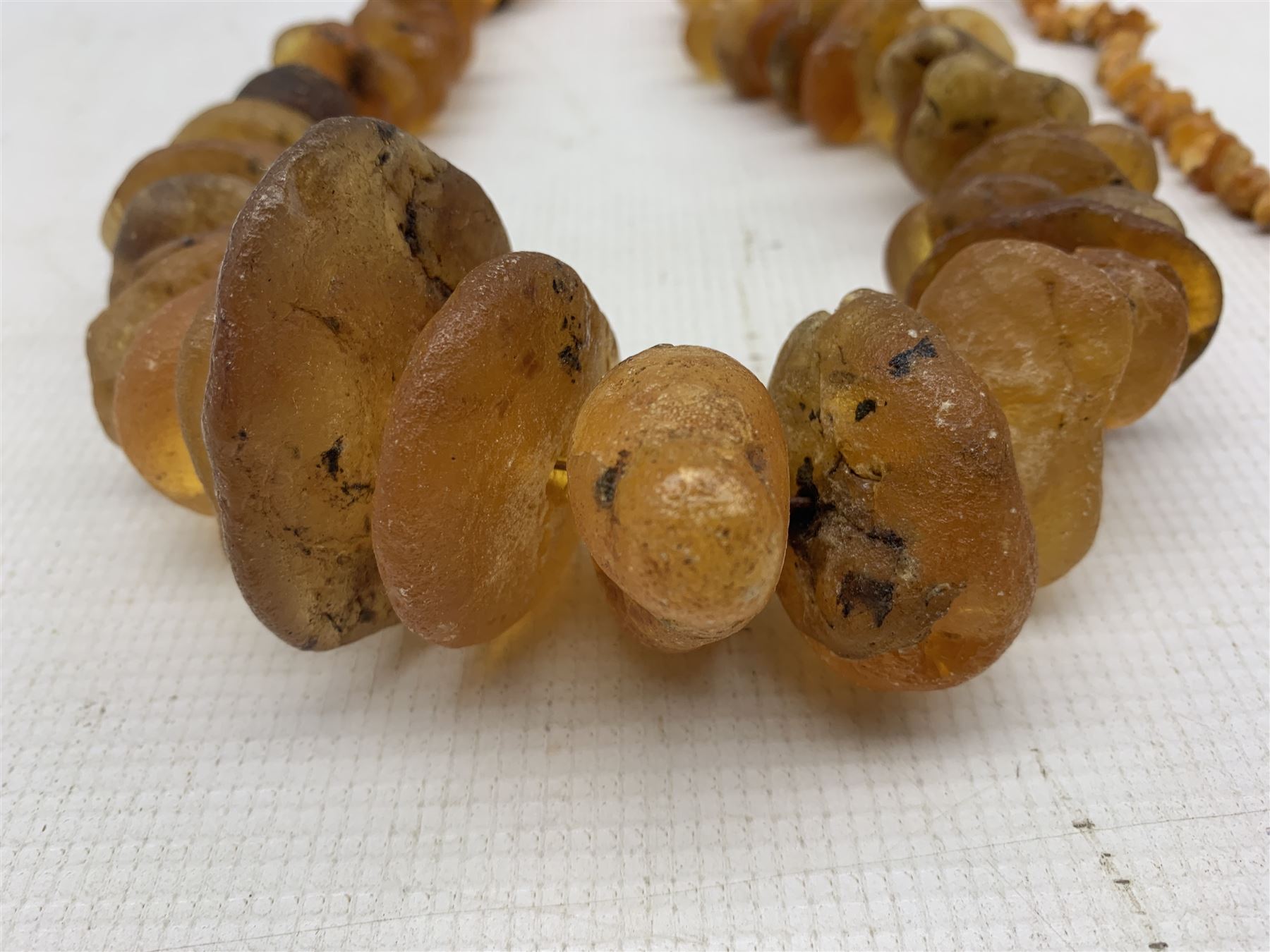 Large natural amber beaded necklace and another - Image 2 of 2