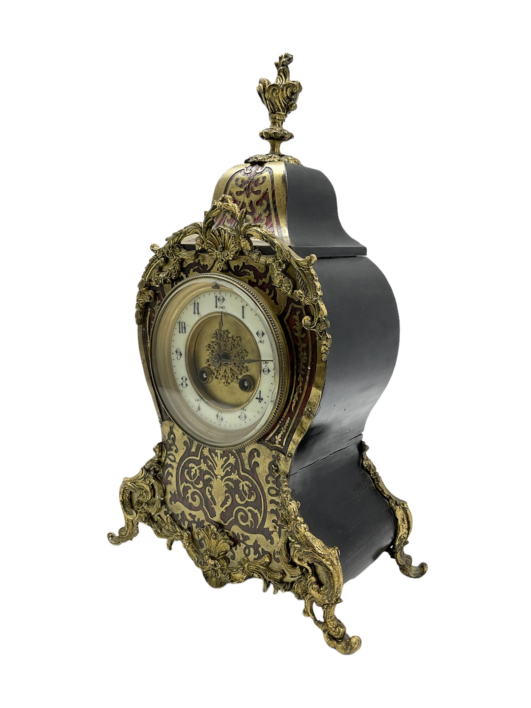 French - late 19th-century 8-day ebony and faux tortoiseshell mantle clock - Image 2 of 5