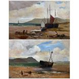 WN (British Early 20th century): Beached Ships on the Shoreline