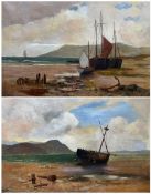 WN (British Early 20th century): Beached Ships on the Shoreline