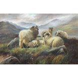 William Perring Hollyer (British 1834-1932): Sheep Resting in a Highland Landscape