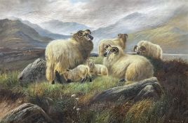 William Perring Hollyer (British 1834-1932): Sheep Resting in a Highland Landscape