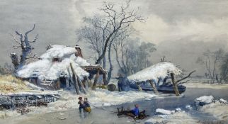 English School (19th century): Children Playing in a Winter Landscape