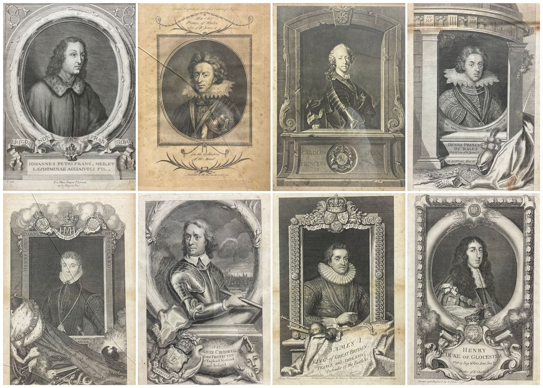 Large collection 17th & 18th century engravings of portraits of English Kings & Queens and other not - Image 2 of 4