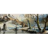 Harley Crossley (British 1936-2013): 'Tarr Steps' Winter River Landscape