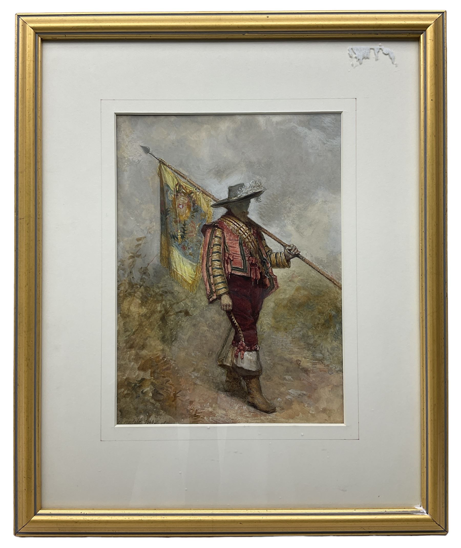 James Charles Playfair (British fl 1865-1904): The Cavalier Standard Bearer - Image 2 of 3