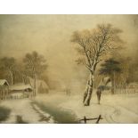 Joshua Wallis (British 1789-1862): Winter Landscape with Figures