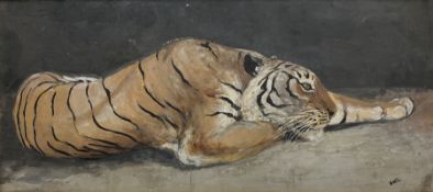 BWC (Continental Early 20th century): Portrait of a Recumbent Tiger