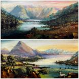 JWH (Continental Early 20th century): Plush Fjord Landscape with Mountains