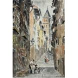 Antonio De Velez (Spanish 1905-1969): Continental Street Scene