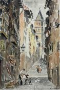 Antonio De Velez (Spanish 1905-1969): Continental Street Scene