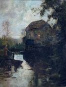 English School (19th century): Dutch Girl by the Mill