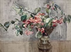 Katherine Turner (British 1863-1951): Still Life of Red Flowers in a Vase