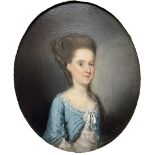 Circle of Thomas Hickey (Irish 1741-1824): Half Length Portrait of Aristocratic Lady in Blue Gown