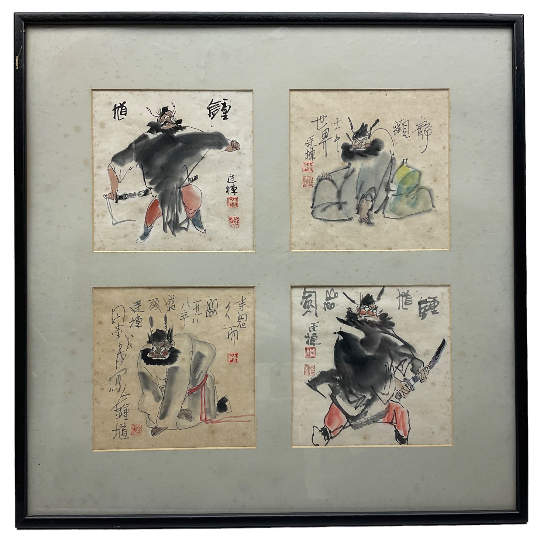 Japanese School (Early 20th century) Set of four narrative scenes depicting Japanese Warriors - Image 2 of 2