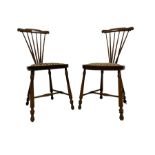 Pair late 19th to early 20th century walnut hall chairs