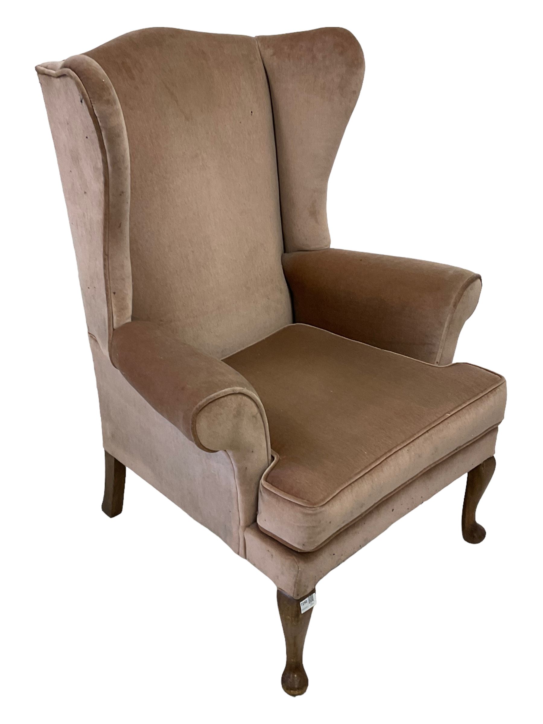 Parker Knoll - wingback armchair upholstered in light pink fabric - Image 2 of 4