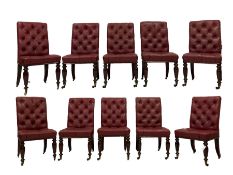 Set ten mid-19th century mahogany boardroom chairs