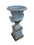 Late 19th century cast iron centre-piece painted urn planter
