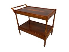 Regency design yew wood two tier drinks trolley