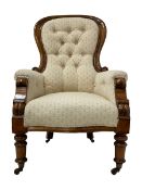 19th century walnut spoon-back armchair
