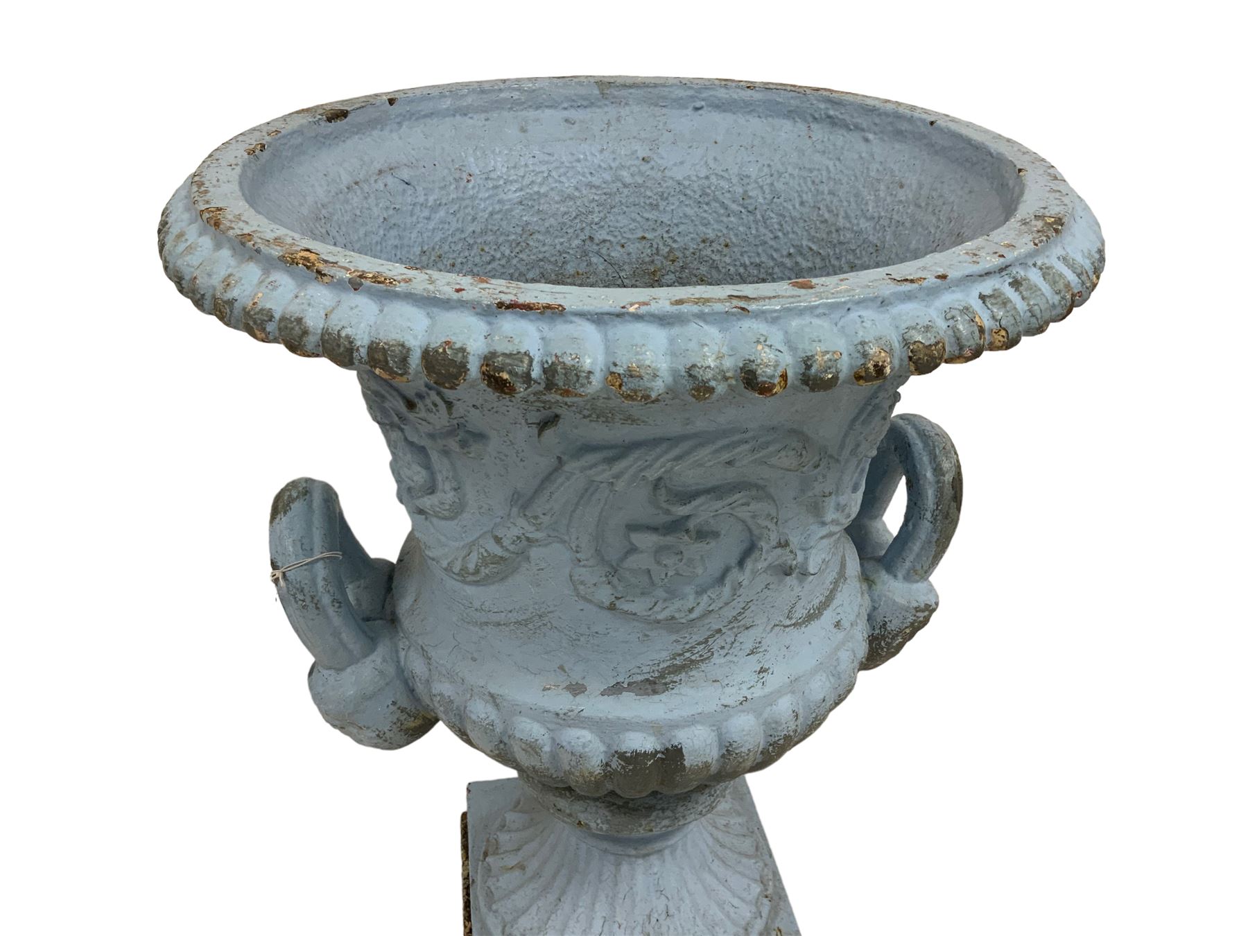 Late 19th century cast iron centre-piece painted urn planter - Image 5 of 5