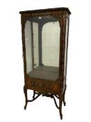 Late 19th/early 20th century French walnut and Kingwood vitrine or display cabinet